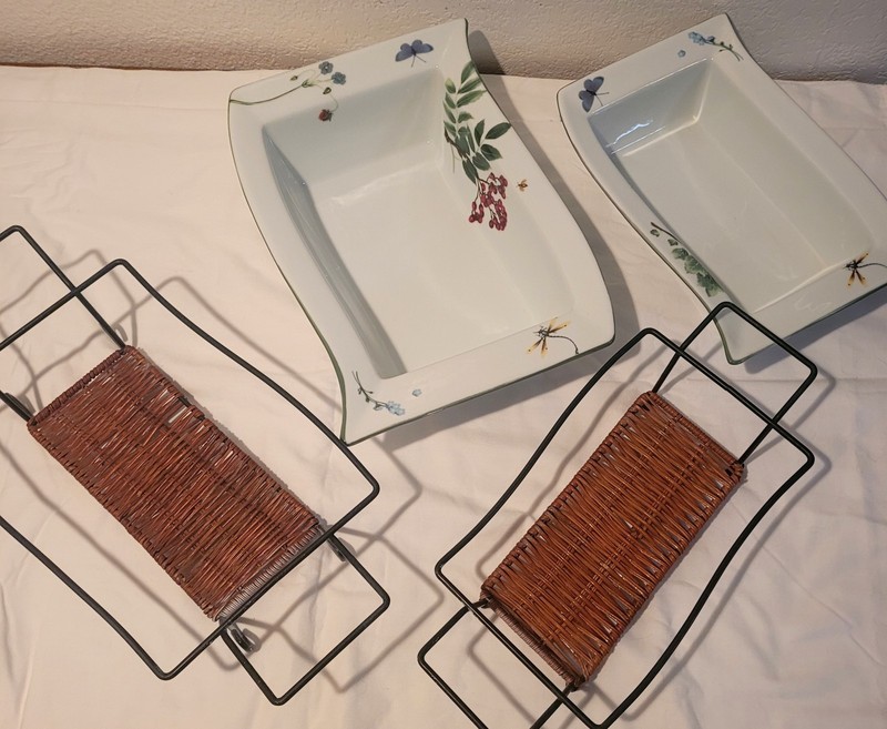 Temp-tations Wavy Rectangular Baking Dish Floral Dragonfly Butterfly Set Of 2 gallery