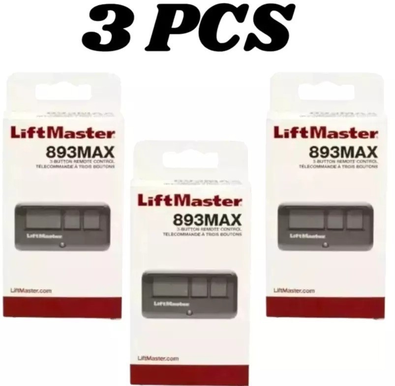 3 Pack 893MAX LiftMaster 3 Button Remote Control Garage Door Opener