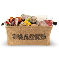 Made Easy Kit Foldable Snack Storage Bin Burlap Pantry Organizer Basket w Handle