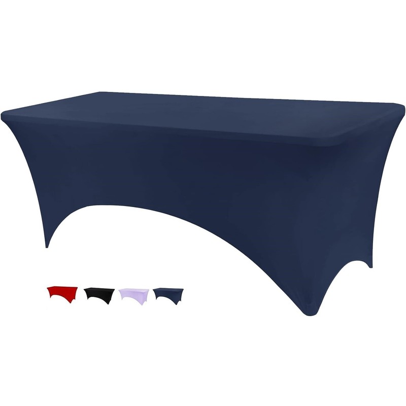 2PCS Spandex Fitted Tablecloth Rectangular Stretch Table Cover for Wedding Party gallery