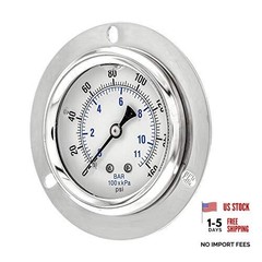 PRO-204L-254F Panel Mount Front Flanged Glycerin Filled Industrial 0 – 160 PSI