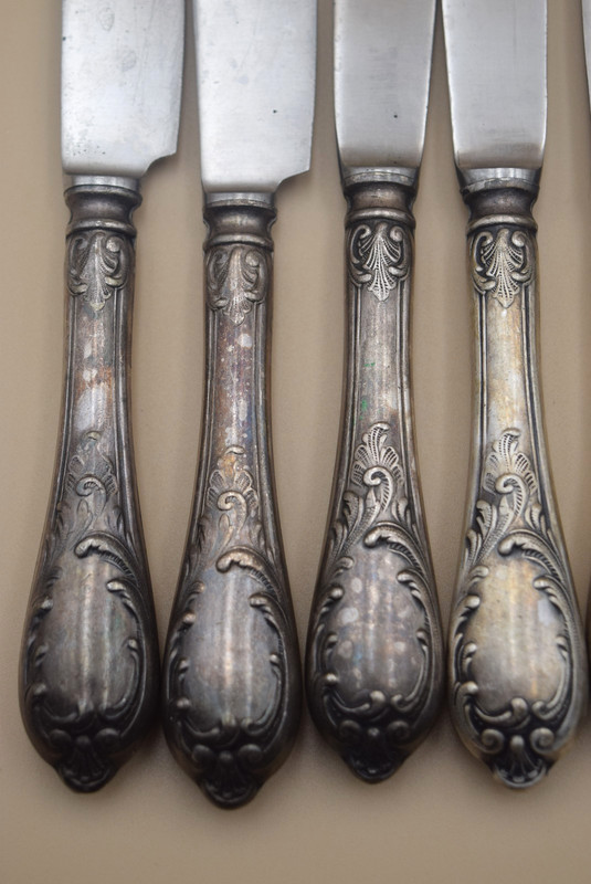 14 Vintage USSR Soviet Flatware Set 9 Knives 5 Dinner Forks 3ill Hep Melchior gallery