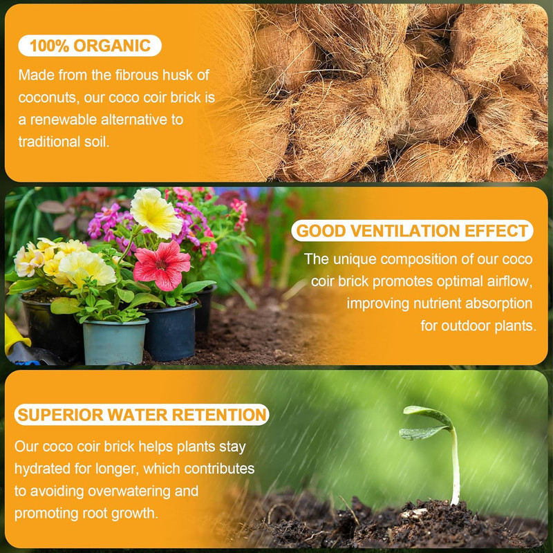 Organic Coco Coir 1 Pcs Compressed Coconut Coir Brick Coconut Fiber Husk Substra gallery