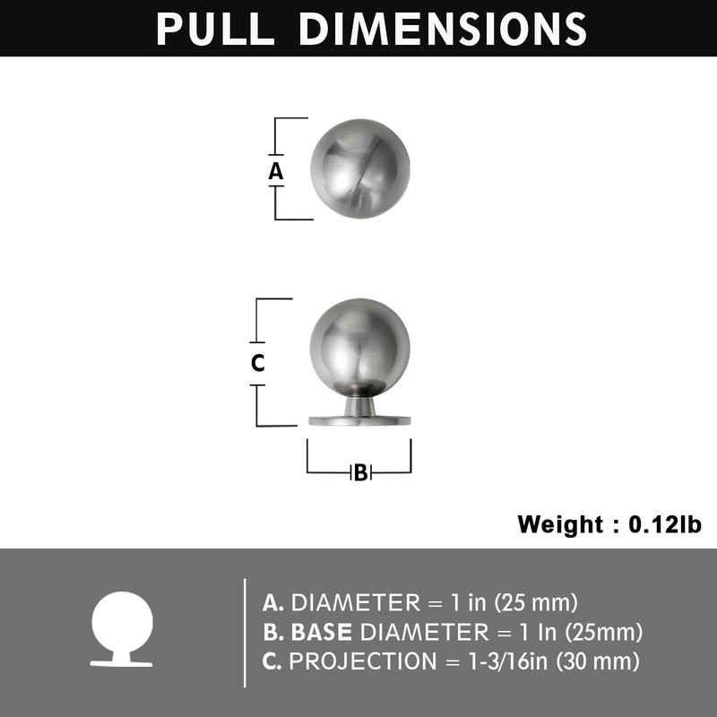 12PCS Brushed Satin Nickel Cabinet Knobs 1 Inch Round Modern Minimalist Pulls gallery