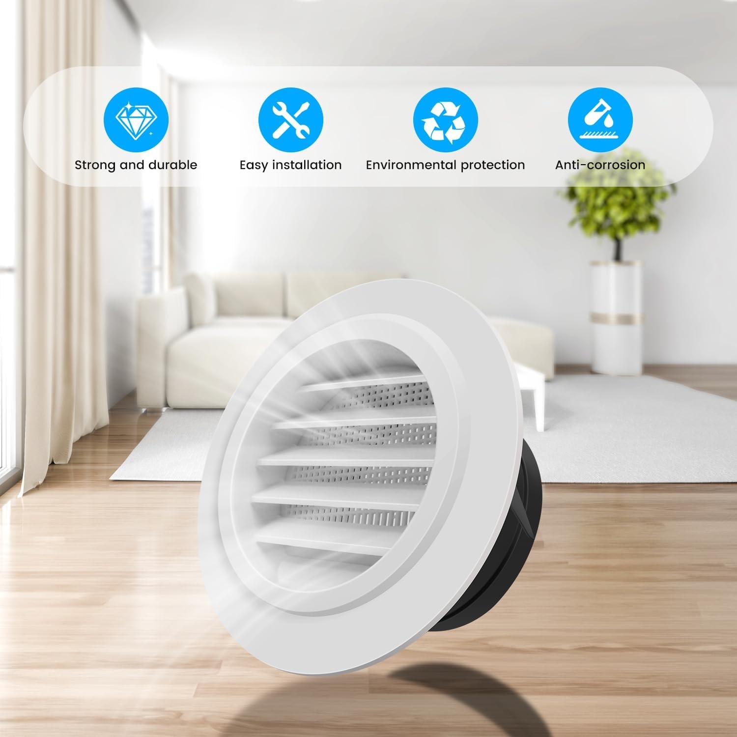 Round soffit vent 4 inch with built in fly screen for bathroom exhaust fans gallery