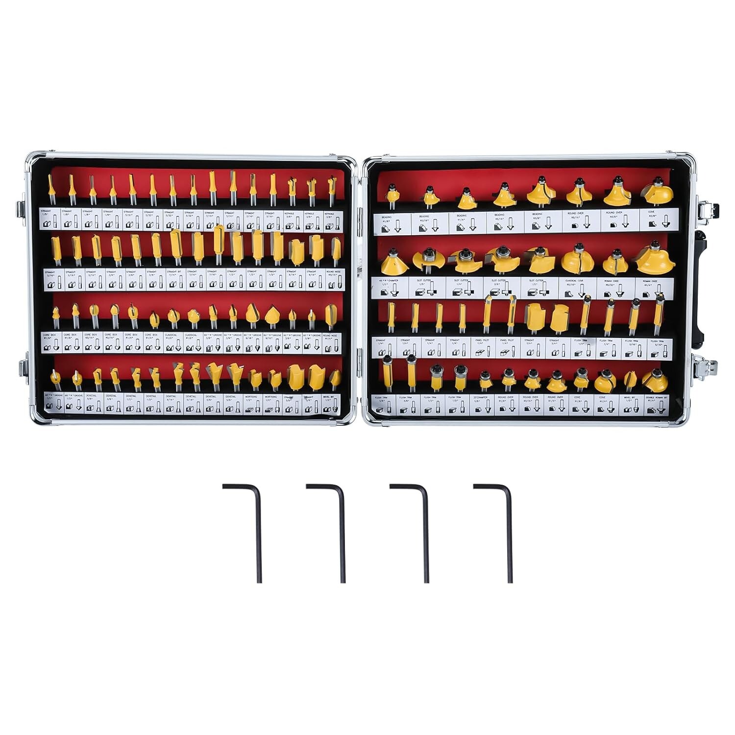100Pcs Router Bit Set 1/4" Shank Tungsten Carbide Tips Woodworking Router Cutter gallery