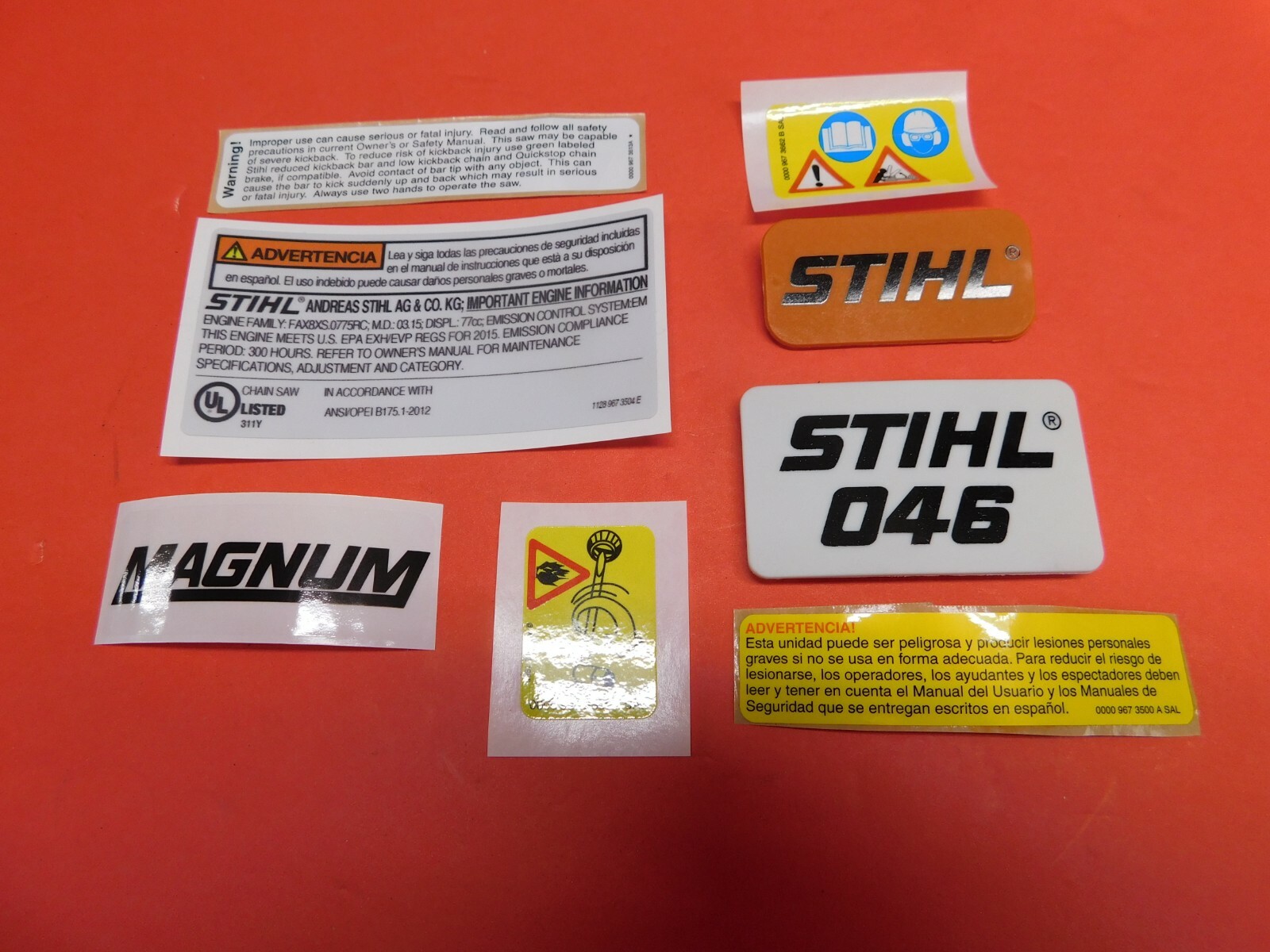 STIHL 046 MAGNUM CHAINSAW MODEL PLATE NAME TAG EMBLEM BADGE DECAL STICKER SET gallery