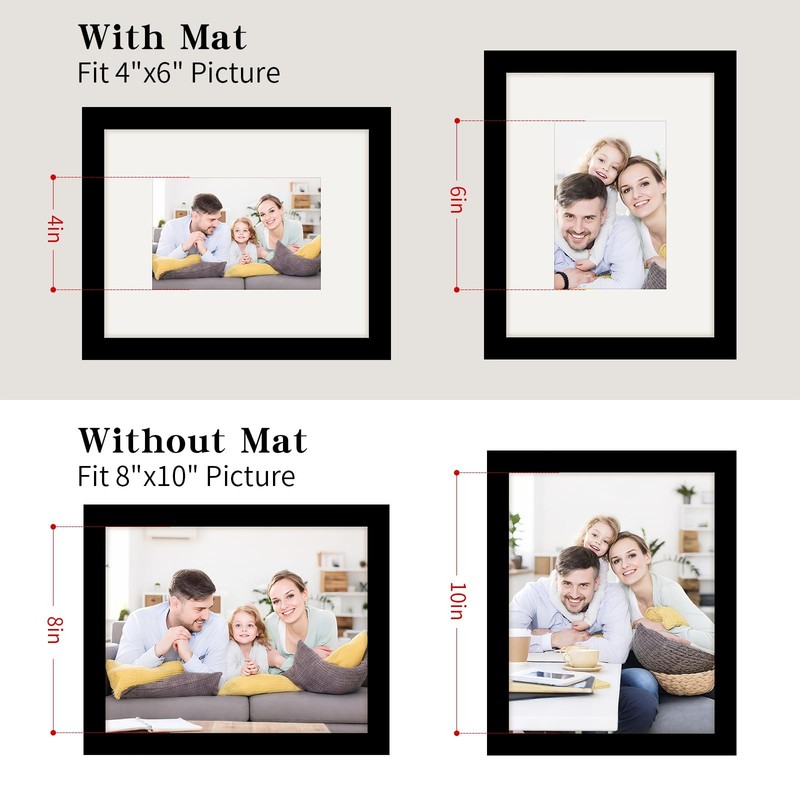 2 Pack 8x10 Picture Frames Solid Wood Black Wall Mount Tabletop gallery