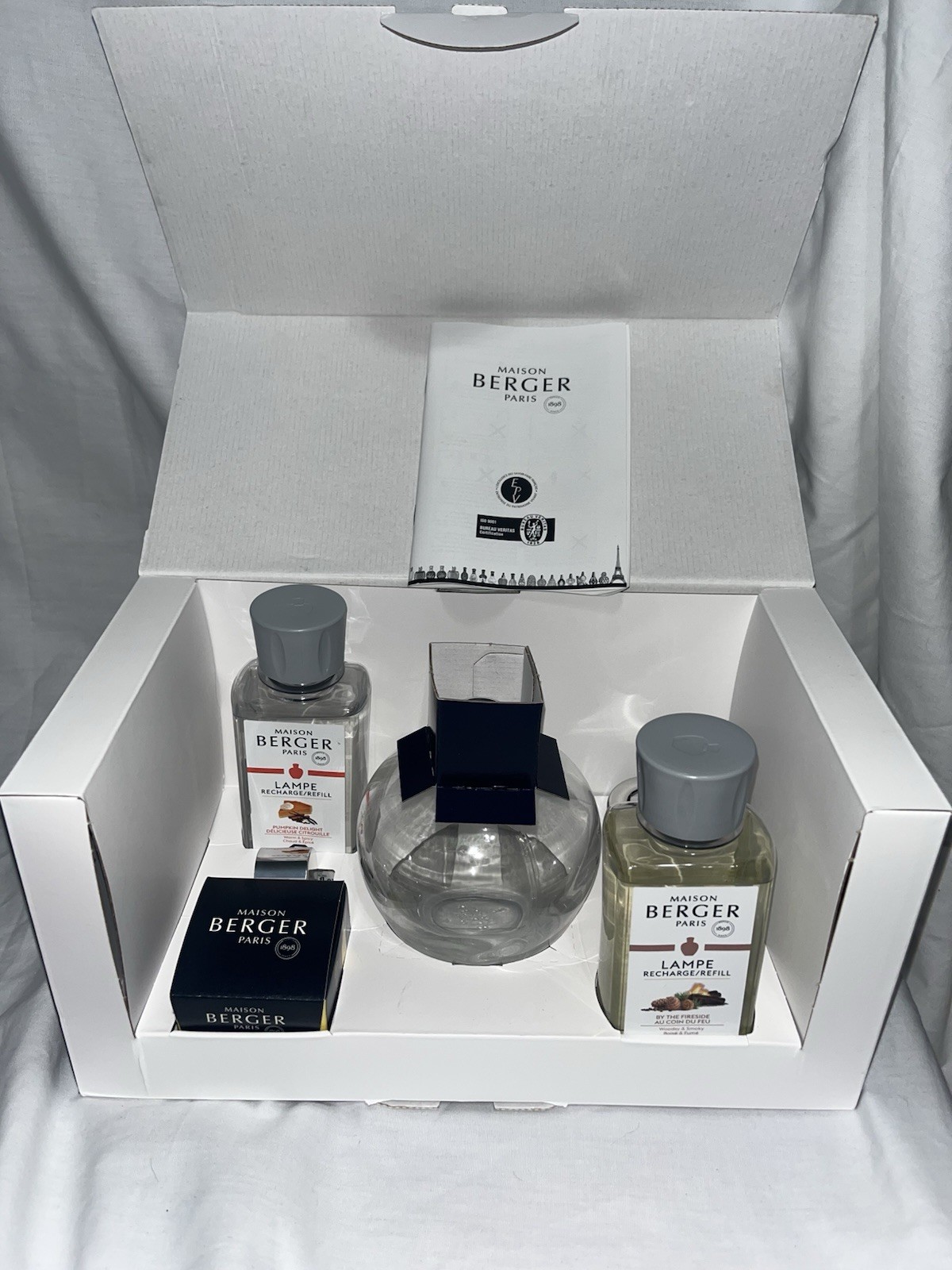 NEW! Lampe Berger Maison Paris Clear Round Glass Lamp Gift Starter Set Refill gallery