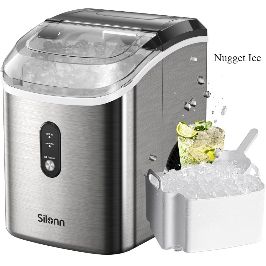Nugget Ice Maker Countertop, Silonn Chewable Pellet Ice Machine , 33lbs/24H gallery