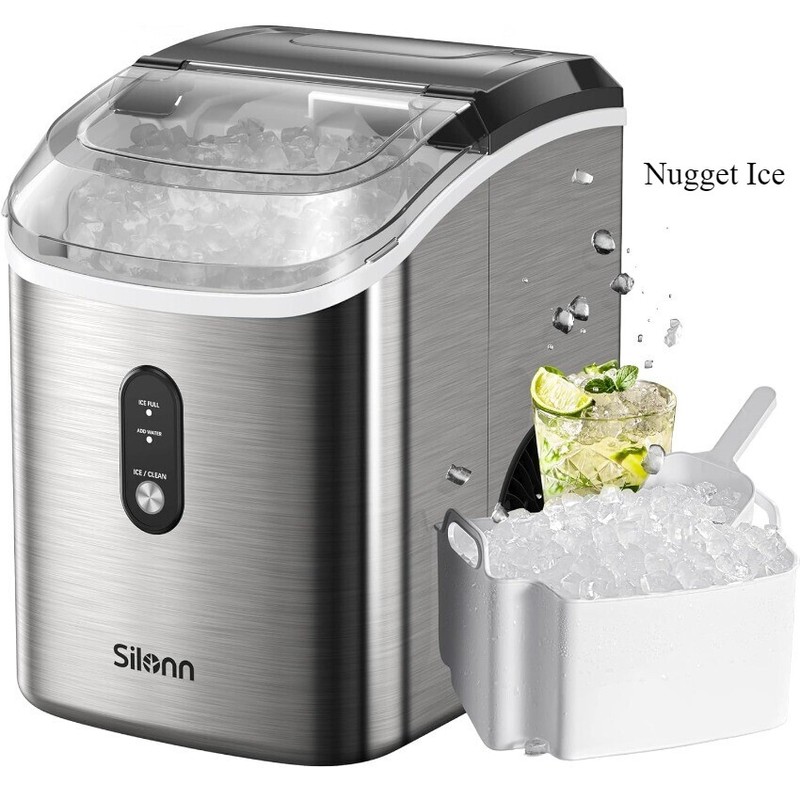 Nugget Ice Maker Countertop, Silonn Chewable Pellet Ice Machine , 33lbs/24H gallery