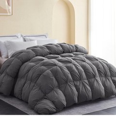 Goose Down Feather 3D Pinch Pleated Comforter Cotton Gray (King106 x 90)