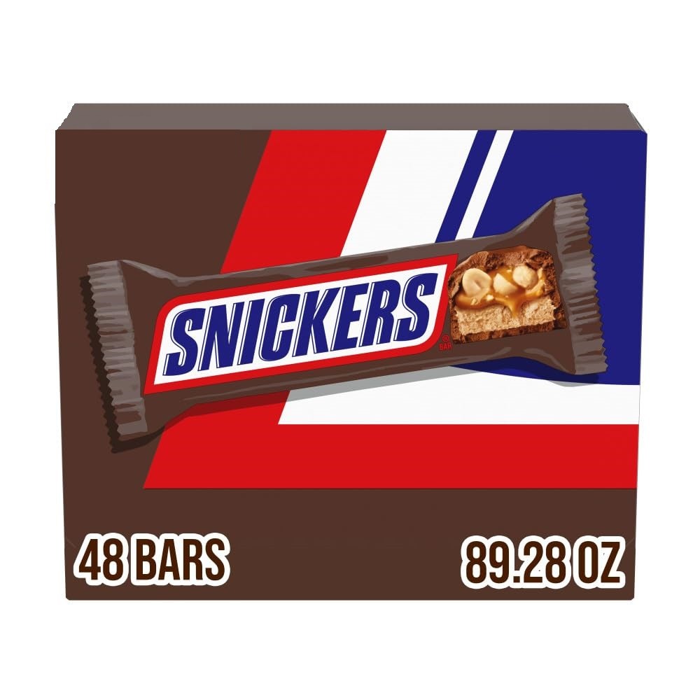 SNICKERS Full Size Bulk Milk Chocolate Candy Bars, 1.86 oz Bar, 48 ct Box gallery