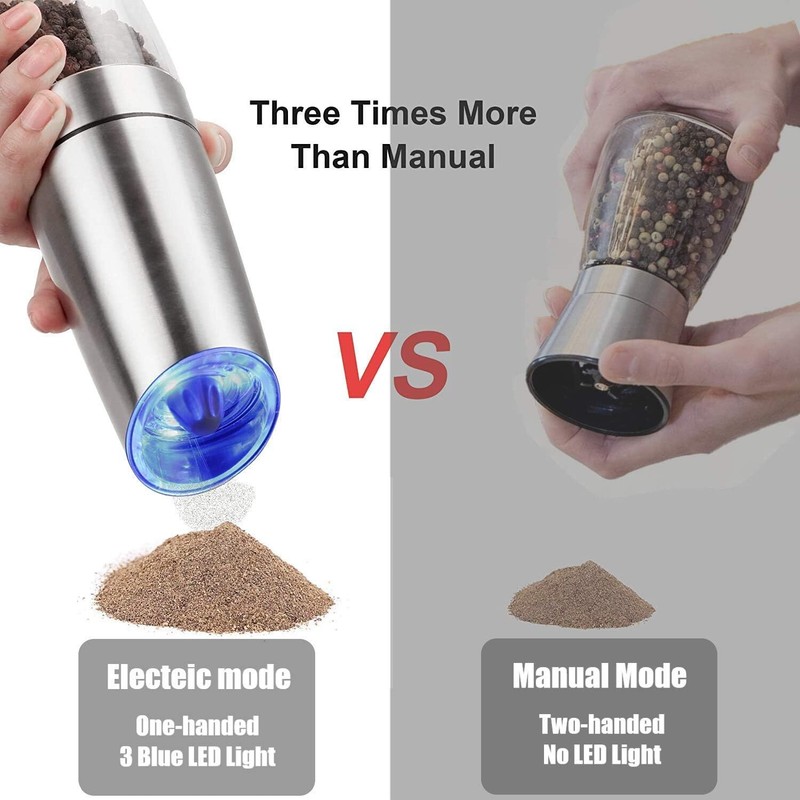 Electrical Metal Grinder Automatic Tobacco Herb Pepper Salt Mill Electric Light gallery