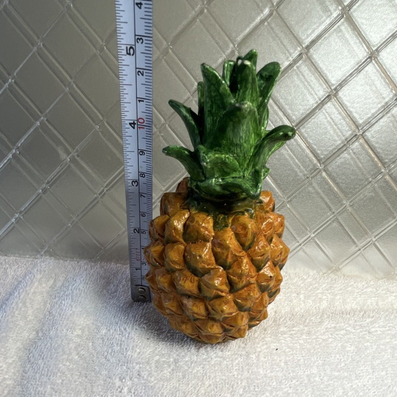 Ceramic Pineapple Figurine Yellow Green 6 in Kitchen Decor Clean with Damp Cloth gallery