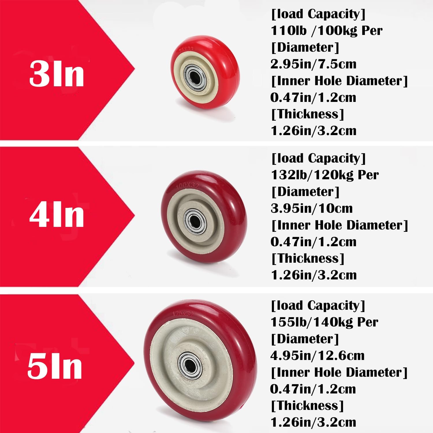 3 Inches Casters Wheels Medium Duty, 4 Packs Bearing 350 LBS, Replacement for... gallery