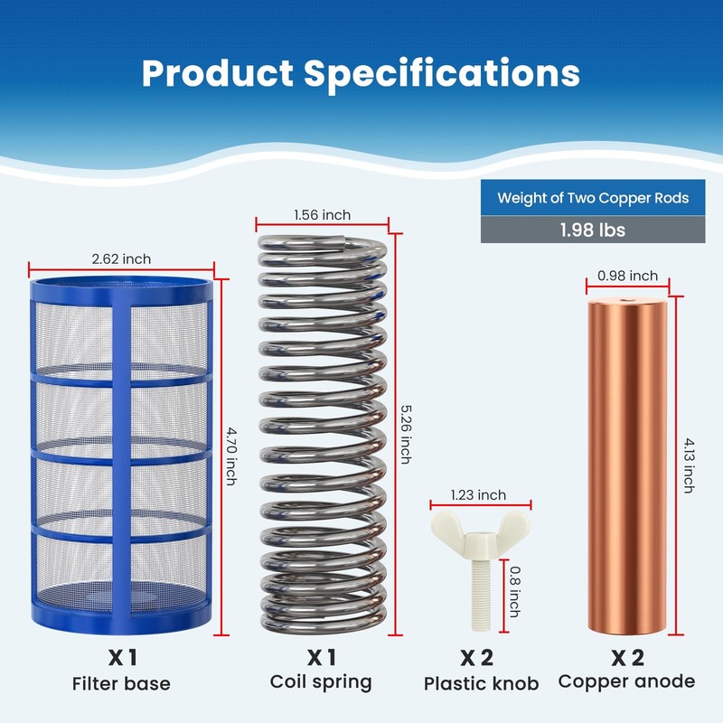 Troxlly Pool Ionizer Copper Replacement Kit Enhanced Thickened Copper Rod - gallery