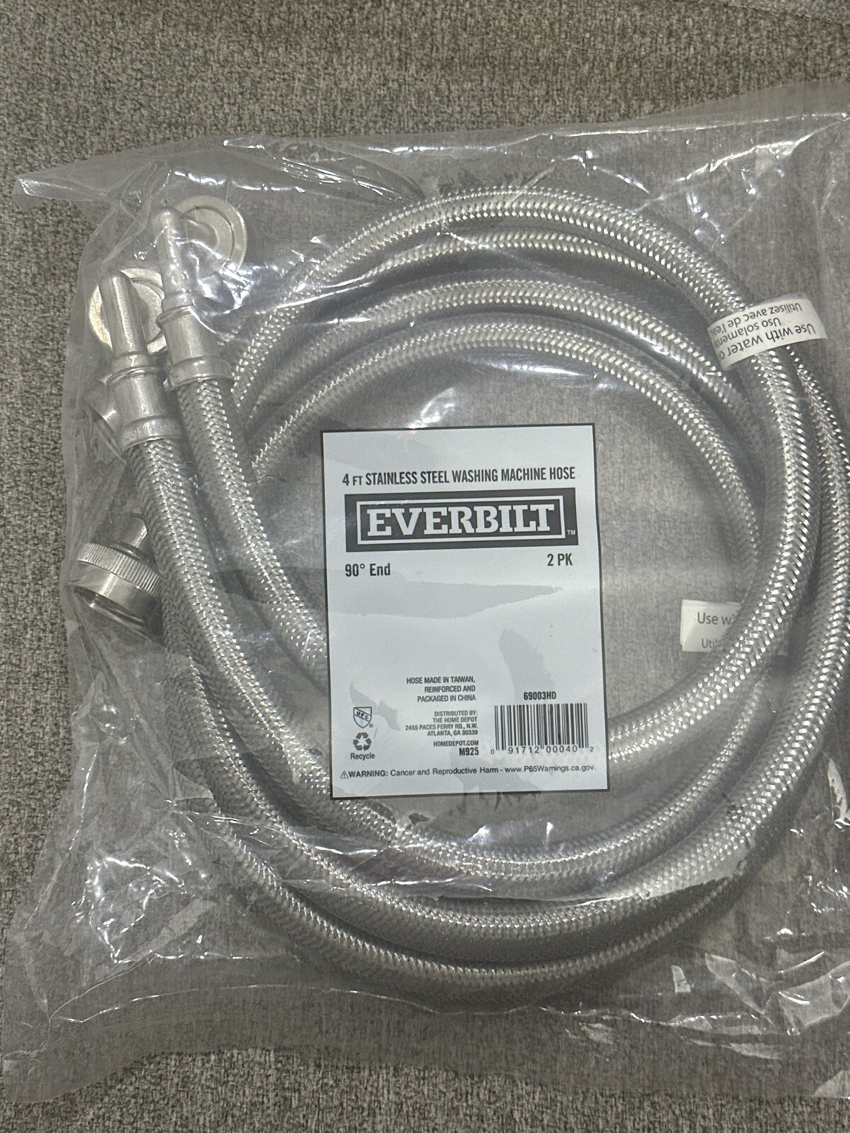 Everbilt 4 ft. Polymer Coated Stainless Steel Washing Machine Connector (2-Pack) gallery
