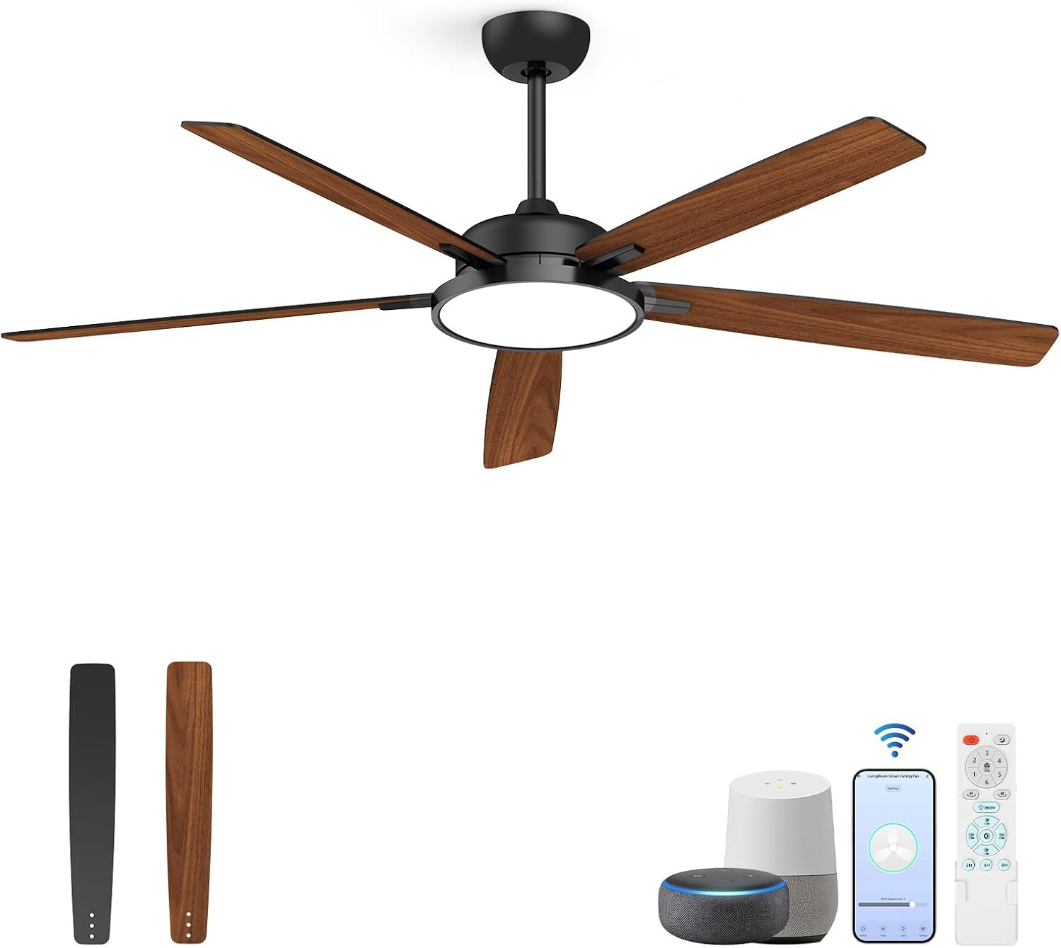 Smart 62" Ceiling Fan with Lights, Remote & App Control, Alexa Compatible gallery