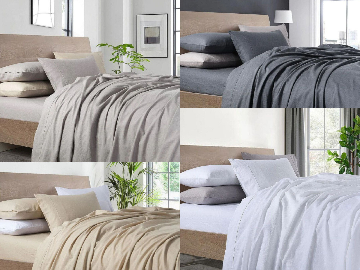 Pre-Washed Belgian Flax Linen Cotton Sheets Set gallery