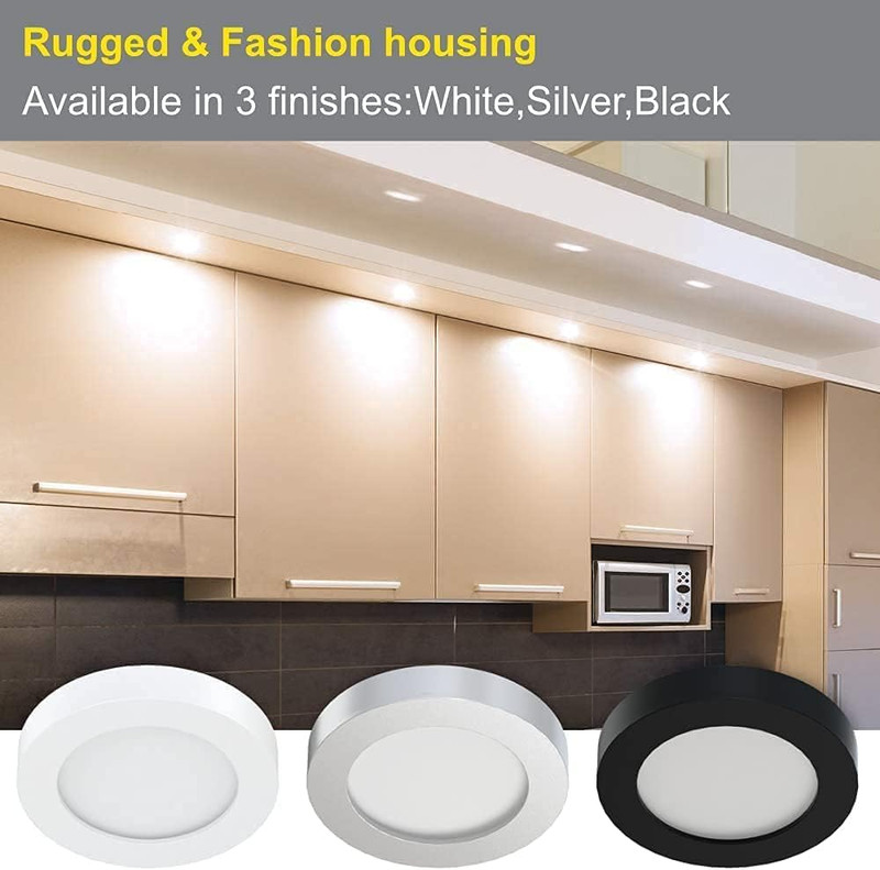 Wireless Dimmer Under Cabinet Puck Lights 6 Pack 3000K Black 12W Total gallery