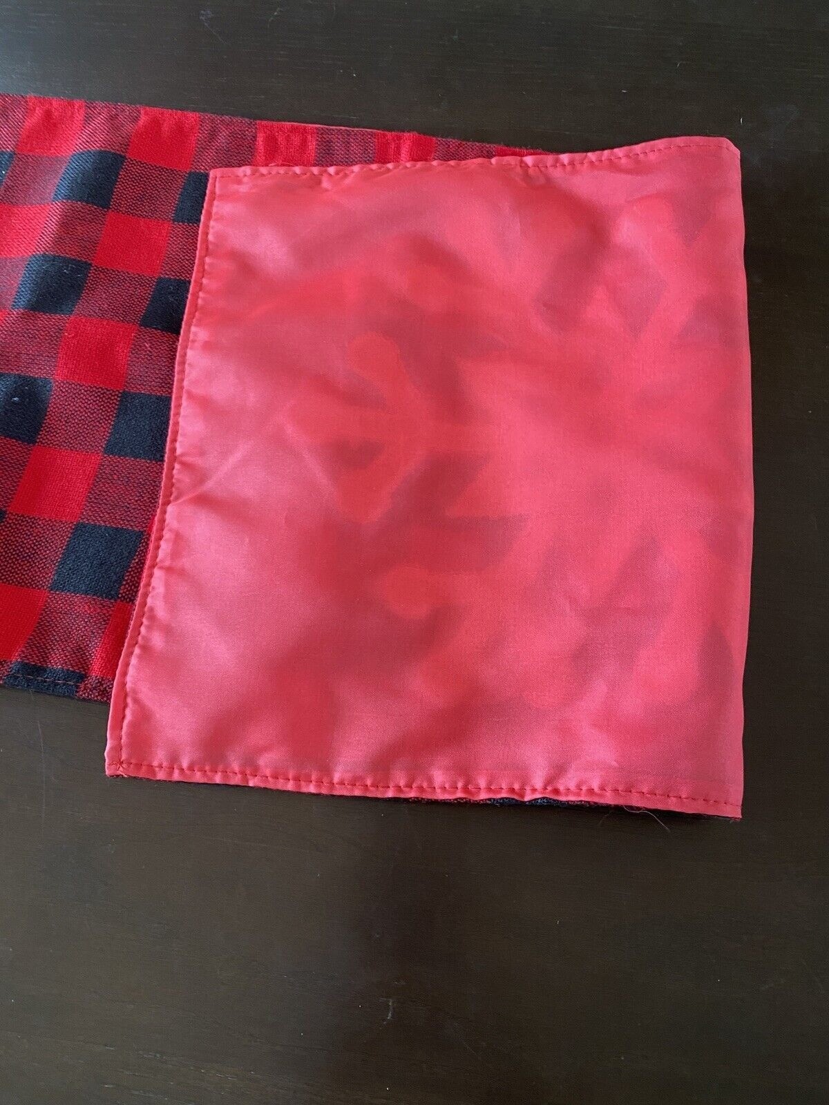 Red Black Plaid 71” Table Runner Large White Snowflakes gallery