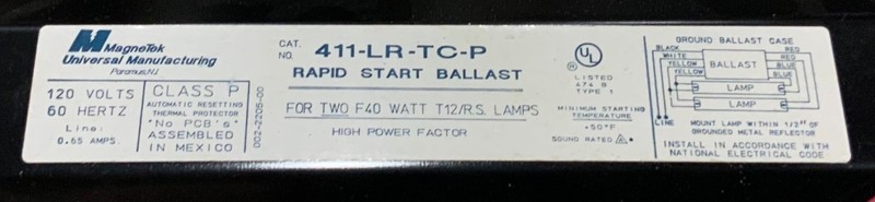 Magnetek Universal Rapid Start Ballast 441-LR-TC-P 120V 60HZ New Open Box gallery