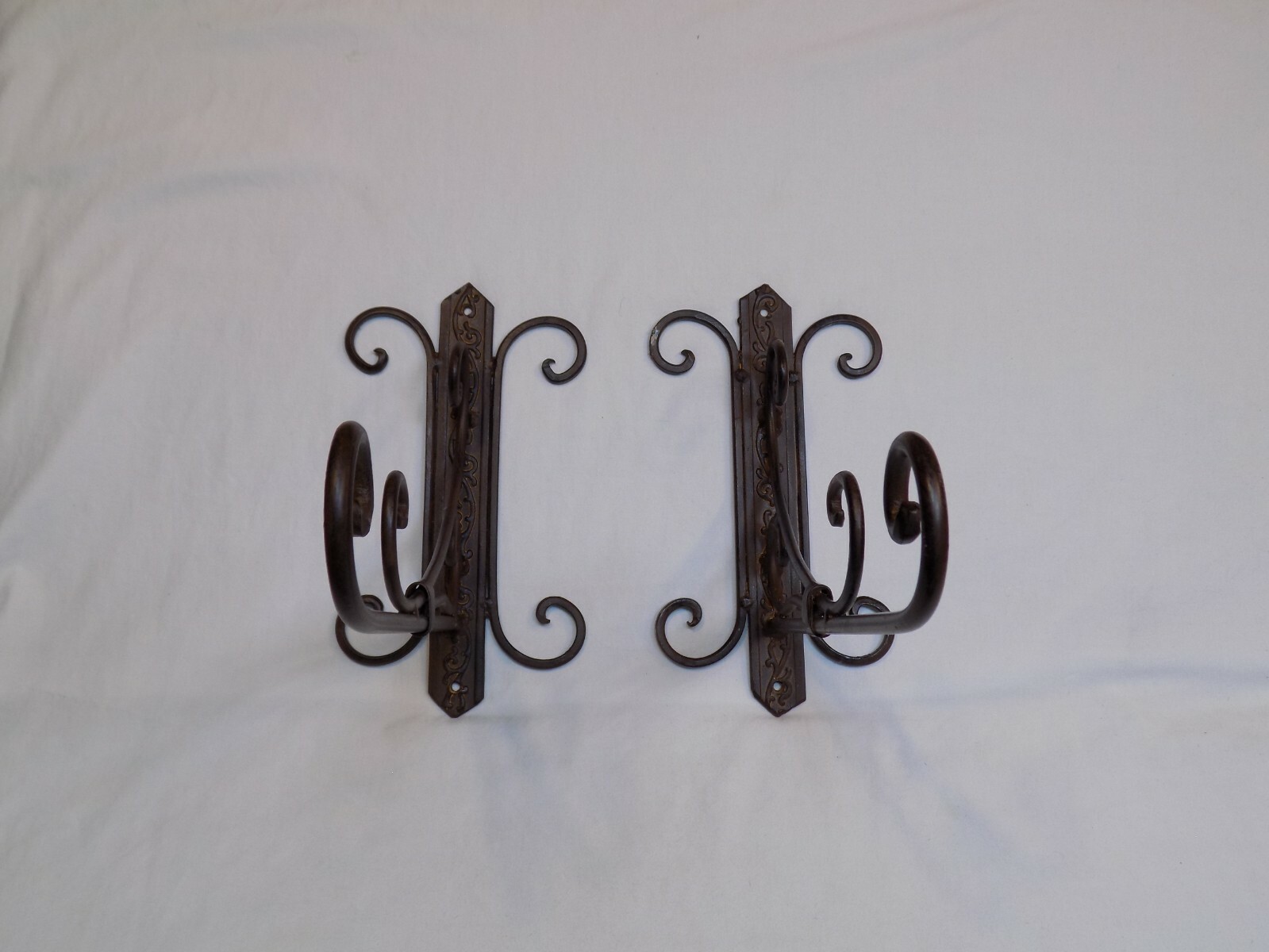 Wall Mountable Iron Metal Planter Heavy Hook Hanger Fixture Set 2 LOT Decorative gallery