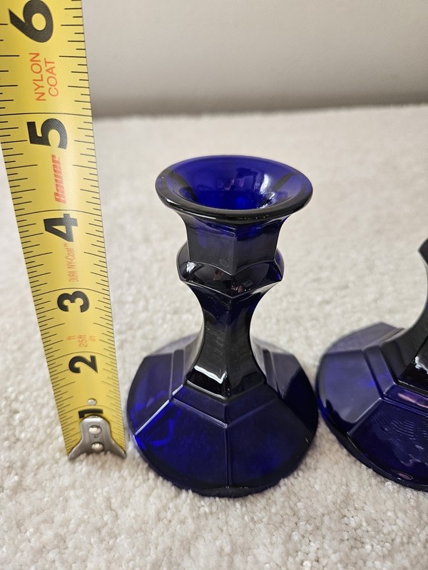 Cobalt Blue Glass Candlesticks One Pair gallery