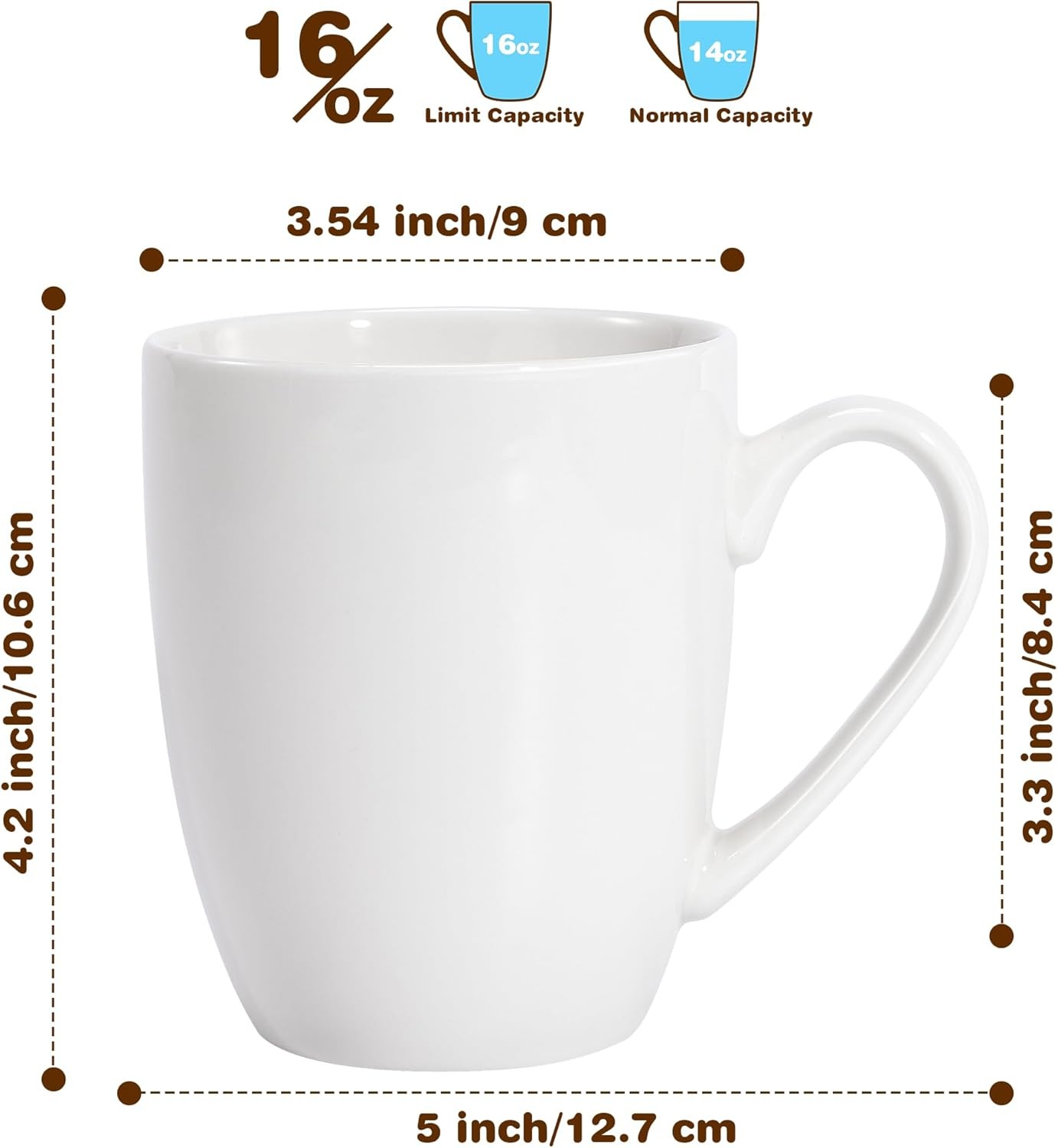 16 oz Large Coffee Mugs Ceramic Coffee Mug White Coffee Cups Tea Cups Idea Gift gallery