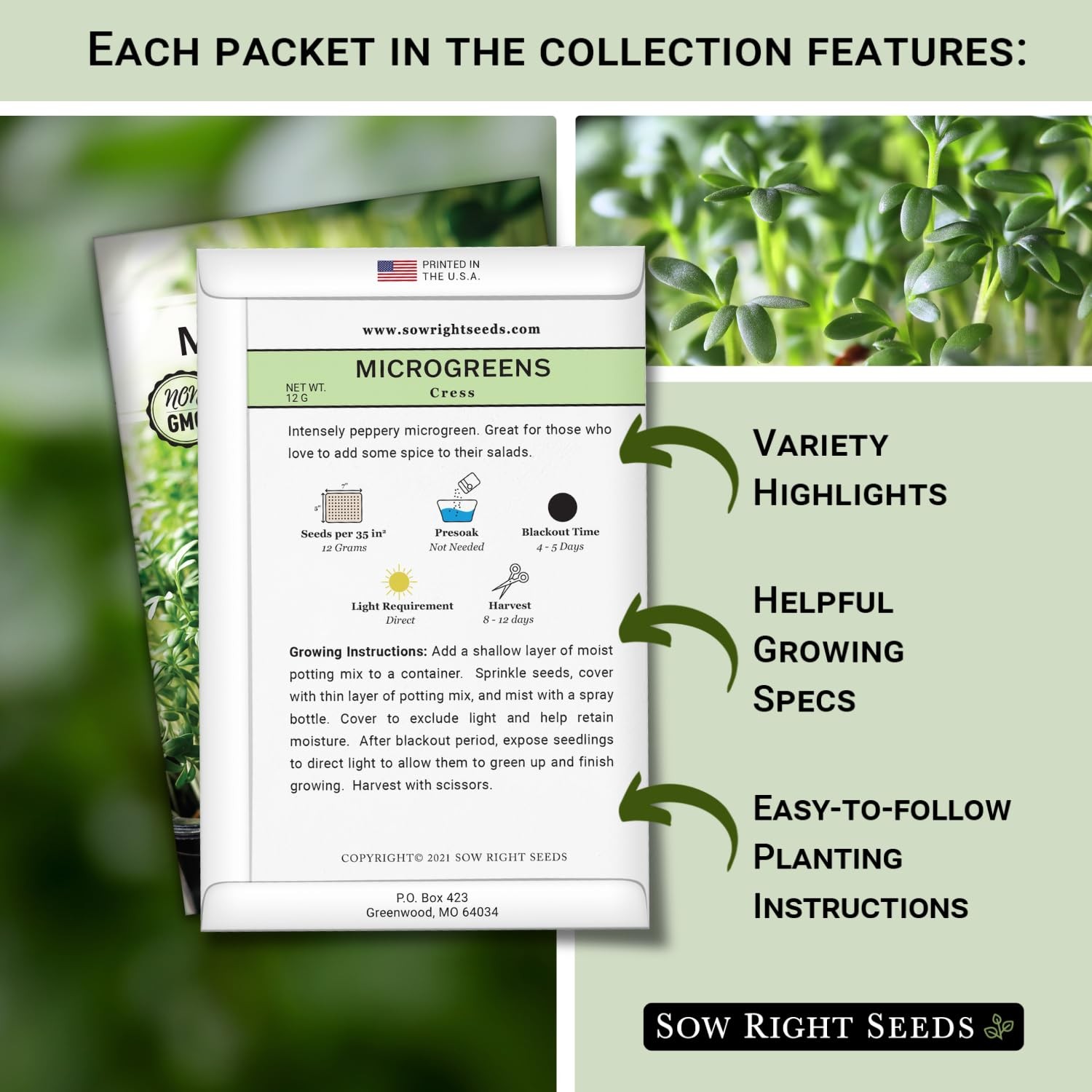Large Microgreens Seed Collection 10 Superfood Varieties for Indoor Gardening gallery