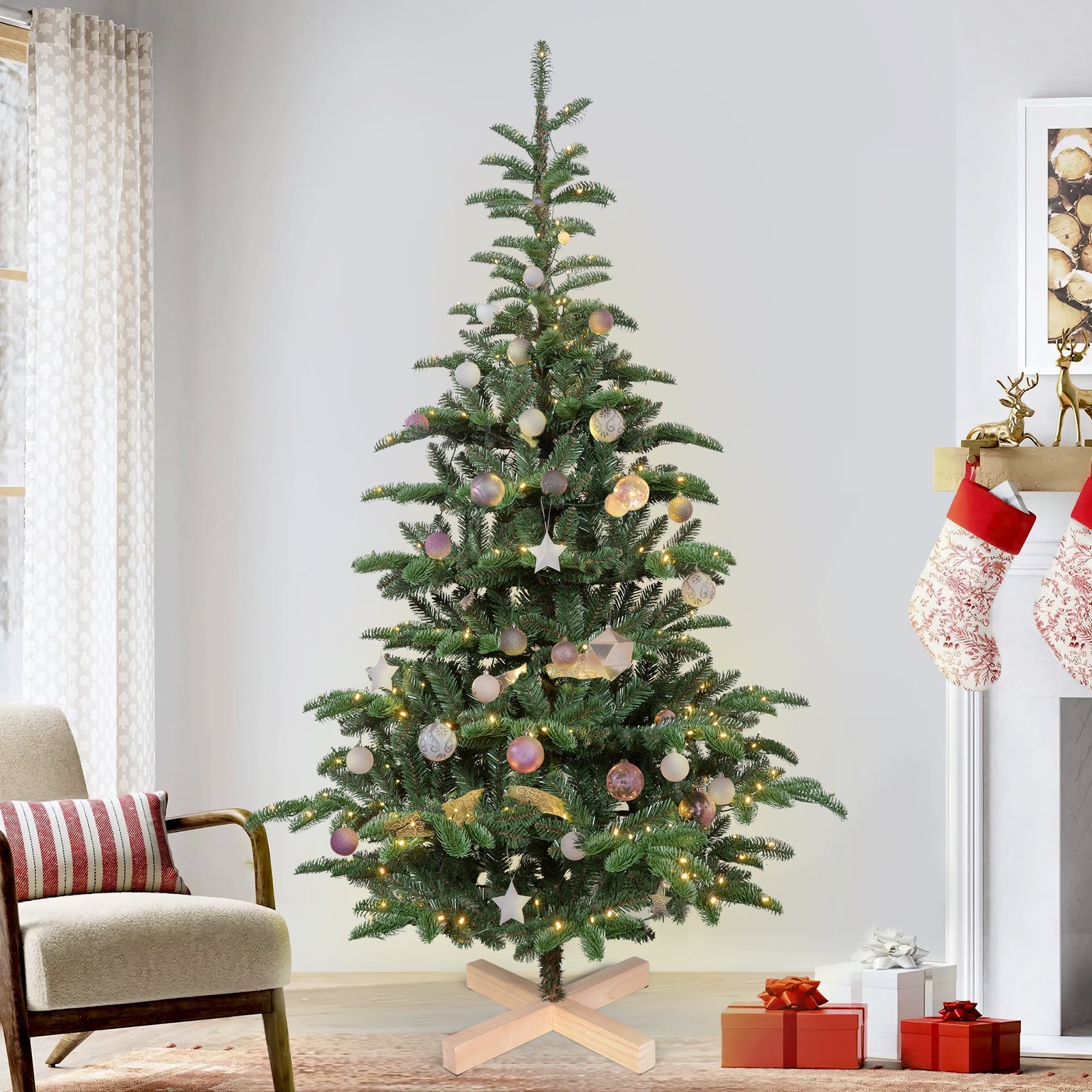7Ft Prelit Christmas Tree Premium Green spruce Artificial Tree & 400 LED Lights gallery