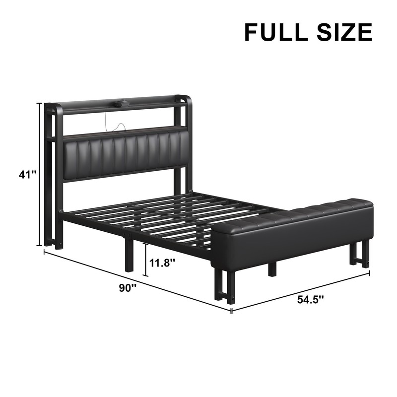 Queen Size Upholstered Bed Frame with Starry Sky Lights and Storage Drawer gallery