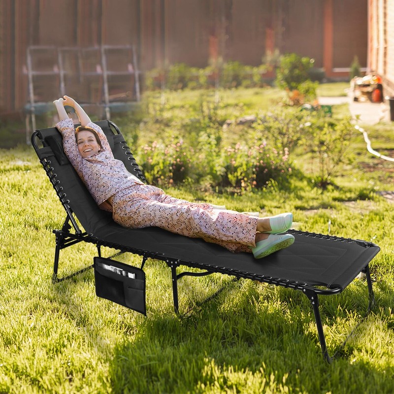 VILLEY Folding Chaise Lounge Padded Camping Cot Patio Lounge Chairs with Cushion gallery