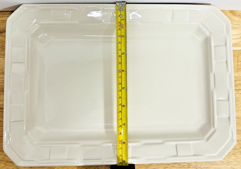 Longaberger Rectangular Pottery Serving Tray Heirloom Ivory 30370 w / Box & Card gallery