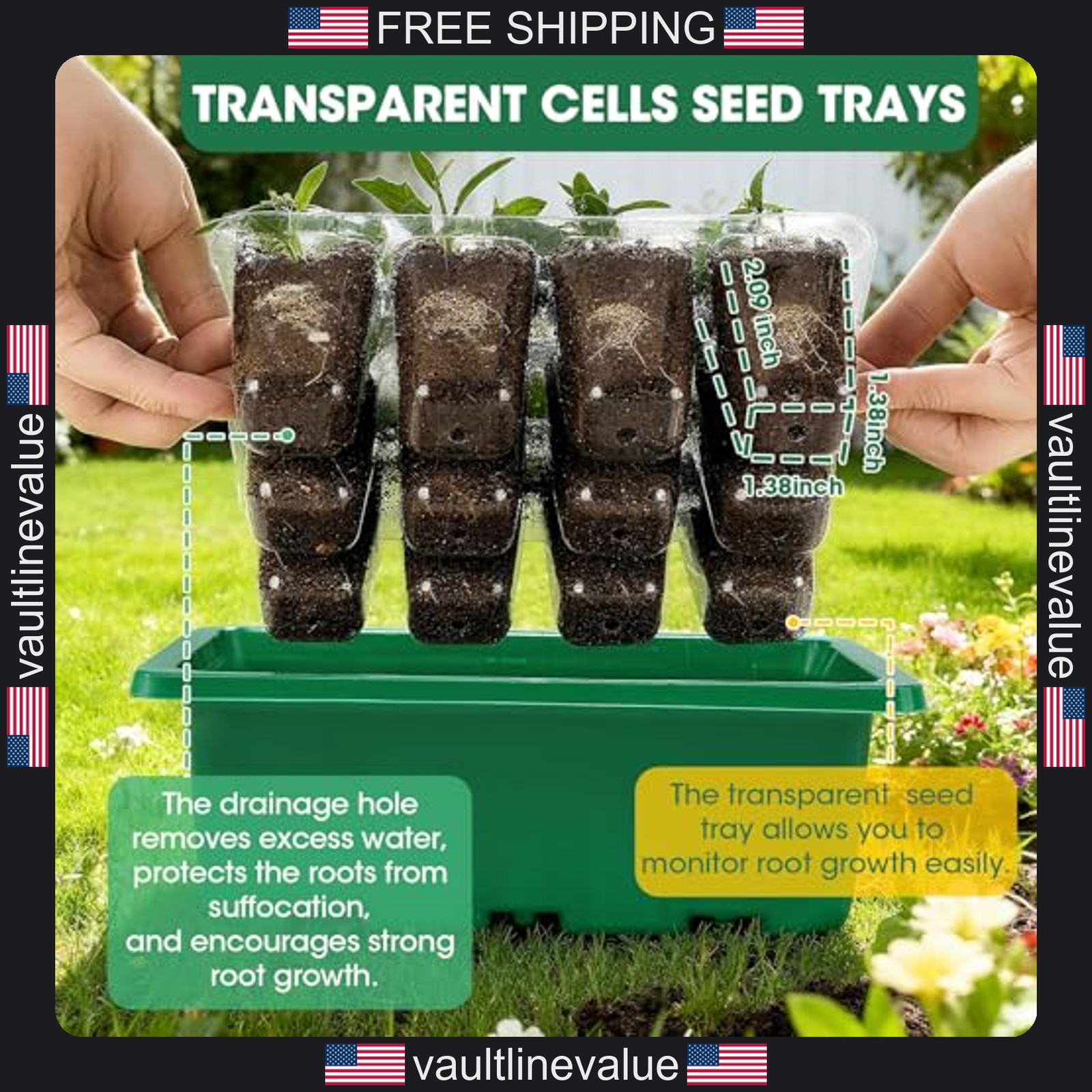 Seed Starter Tray Kit 60 Cell with Humidity Dome Greenhouse Propagator gallery