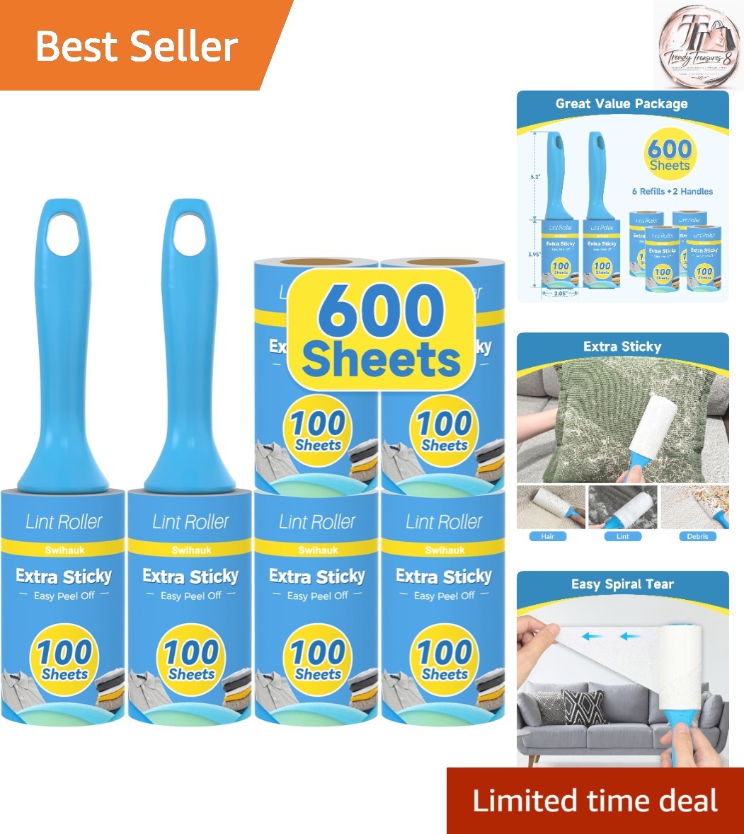Multi-Purpose Lint Roller Pack - 600 Sheets with Ergonomic Handles for Easy Use gallery