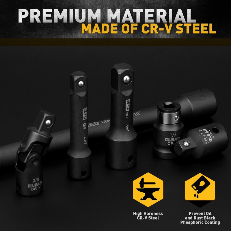 18PCS Impact Socket Extension Set 1/4" 3/8" 1/2" Drive Adapter Swivel Joints gallery