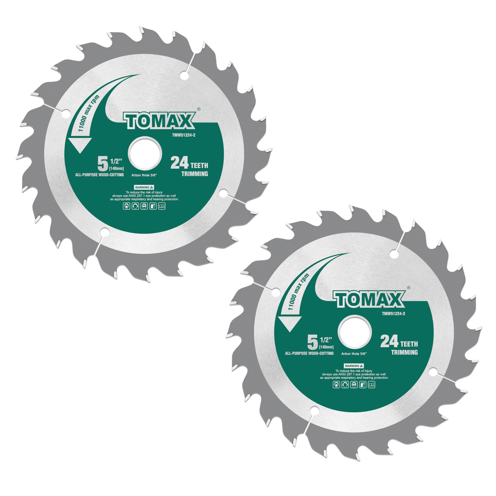 TOMAX 2 Pack 5-1/2 Inch 24 Tooth ATB General Purpose 24T(2-PACK), Green gallery