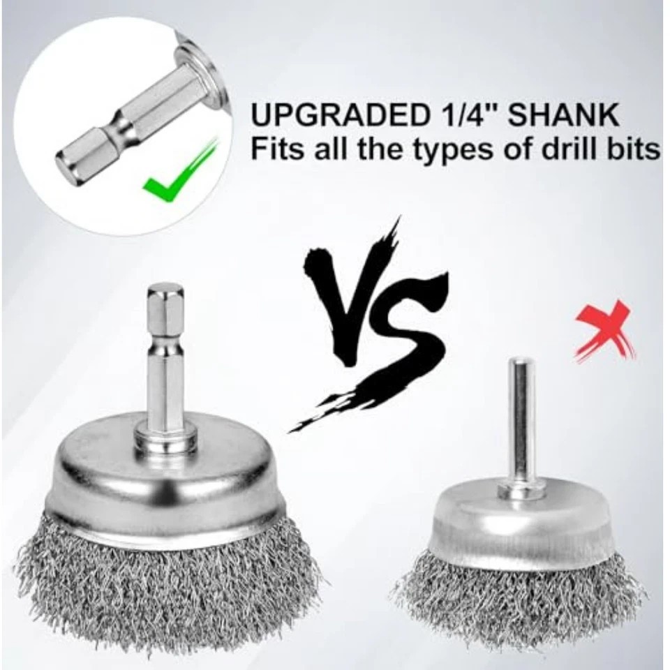 6Pcs Professional Carbon Steel Wire Wheel Brush for Drill - Cleaning Rust Attach gallery