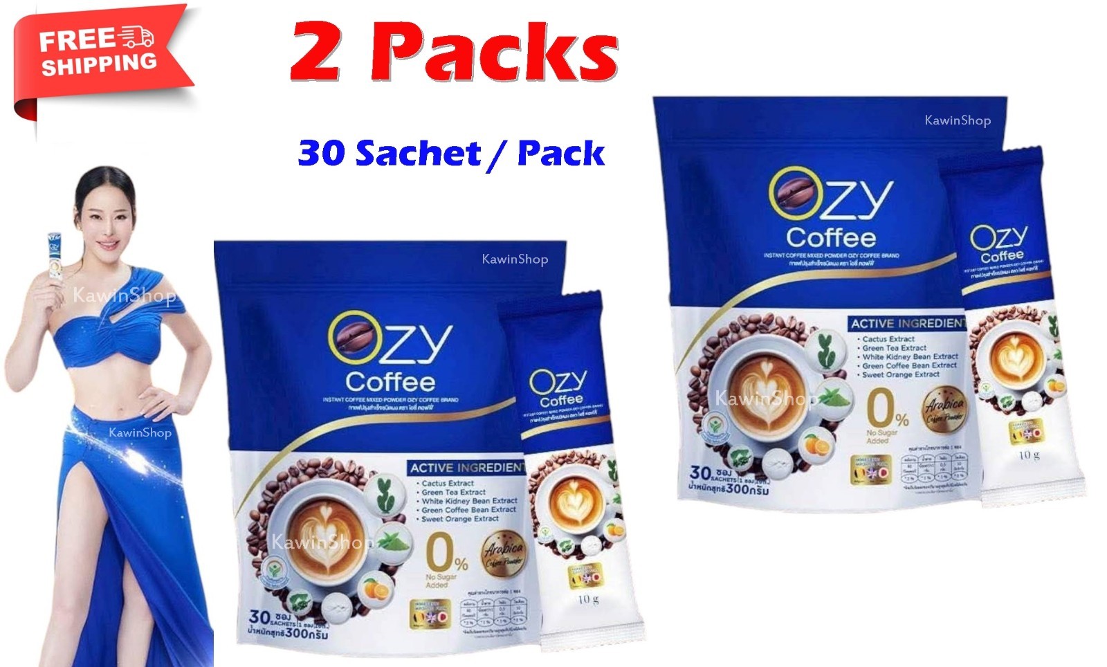 2 X Ozy Coffee Instant Coffee Powder Drink Dietary Supplement 30 Sachets gallery