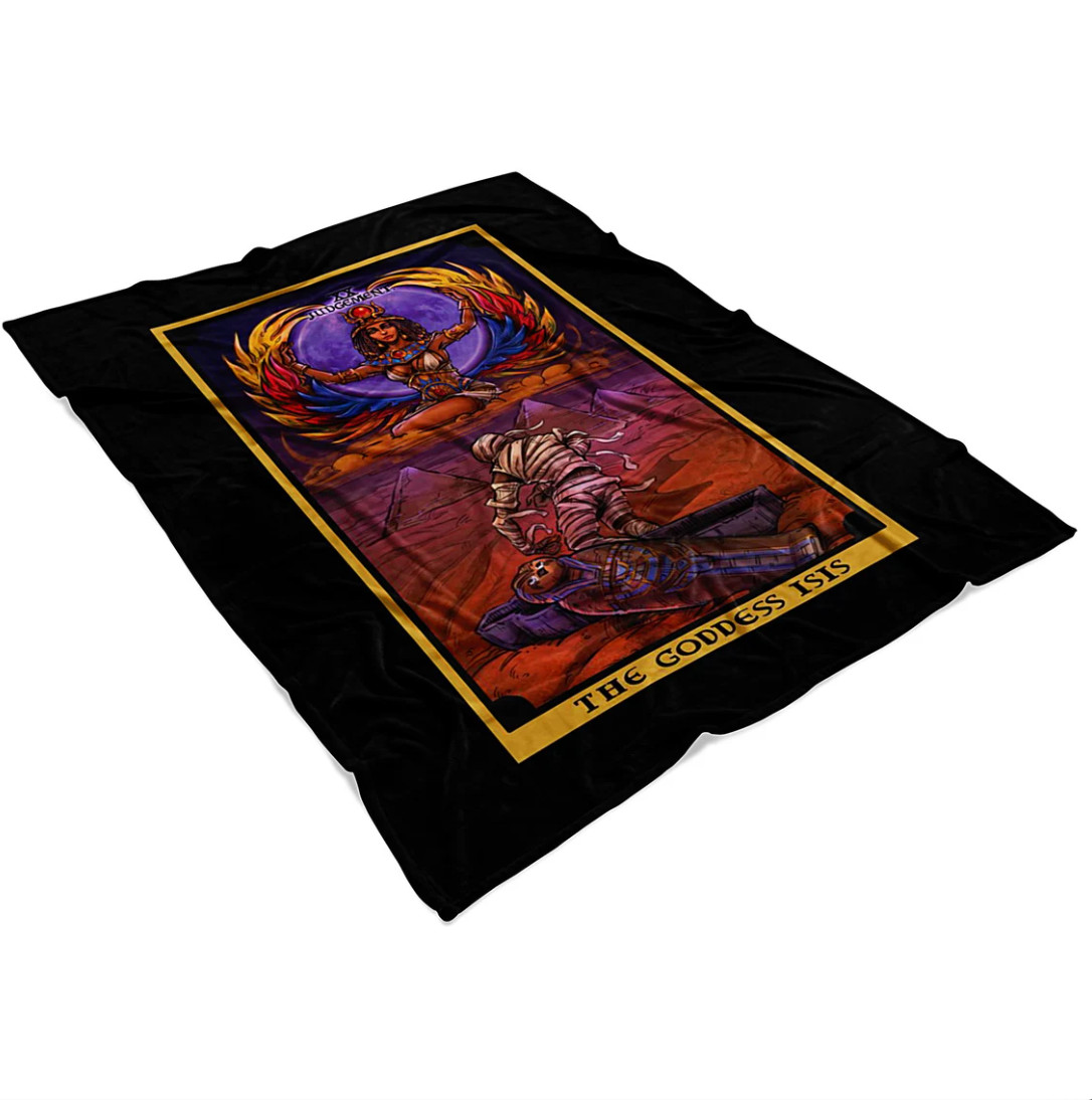 The Goddess Isis Judgement Tarot Card Blanket Egyptian Witchcraft Art (80"x 60") gallery