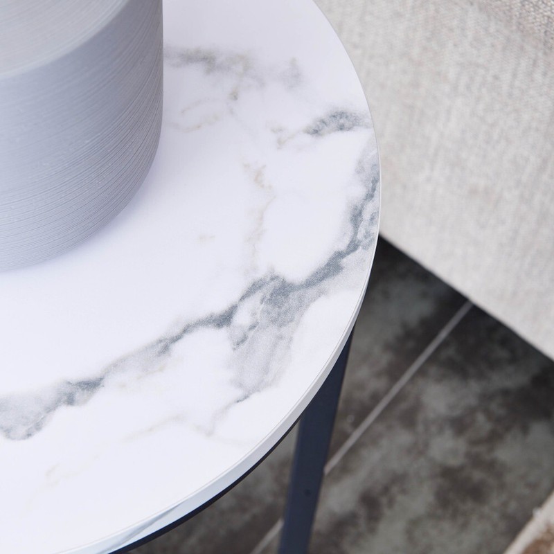 Faux Marble End/Side Table With MDF Top & Metal Frame For Any Small Space gallery