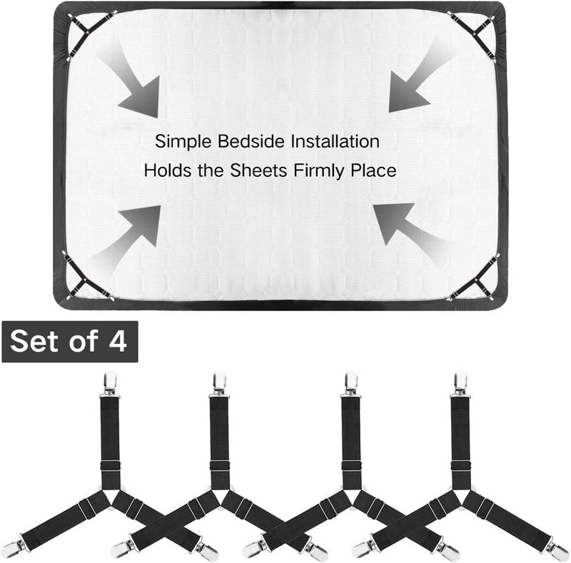 4 Pcs Adjustable Triangle Fitted Straps Fasteners Holders Garters for Bed Sheets gallery