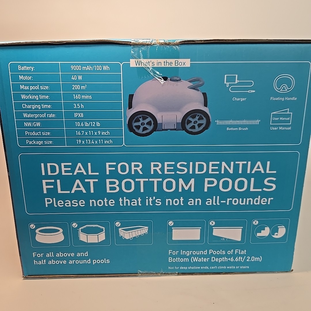 NEW Hinice Cordless Robotic Pool Cleaner/Vacuum 2200 SqFt Coverage gallery