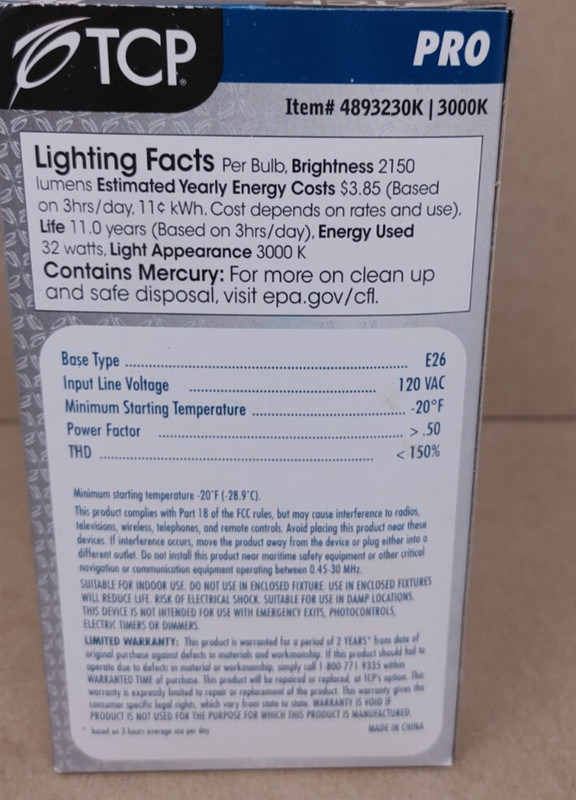 Light Bulb 32-watt CFL Lamps E26 Base 3000-Kelvin 4893230K gallery