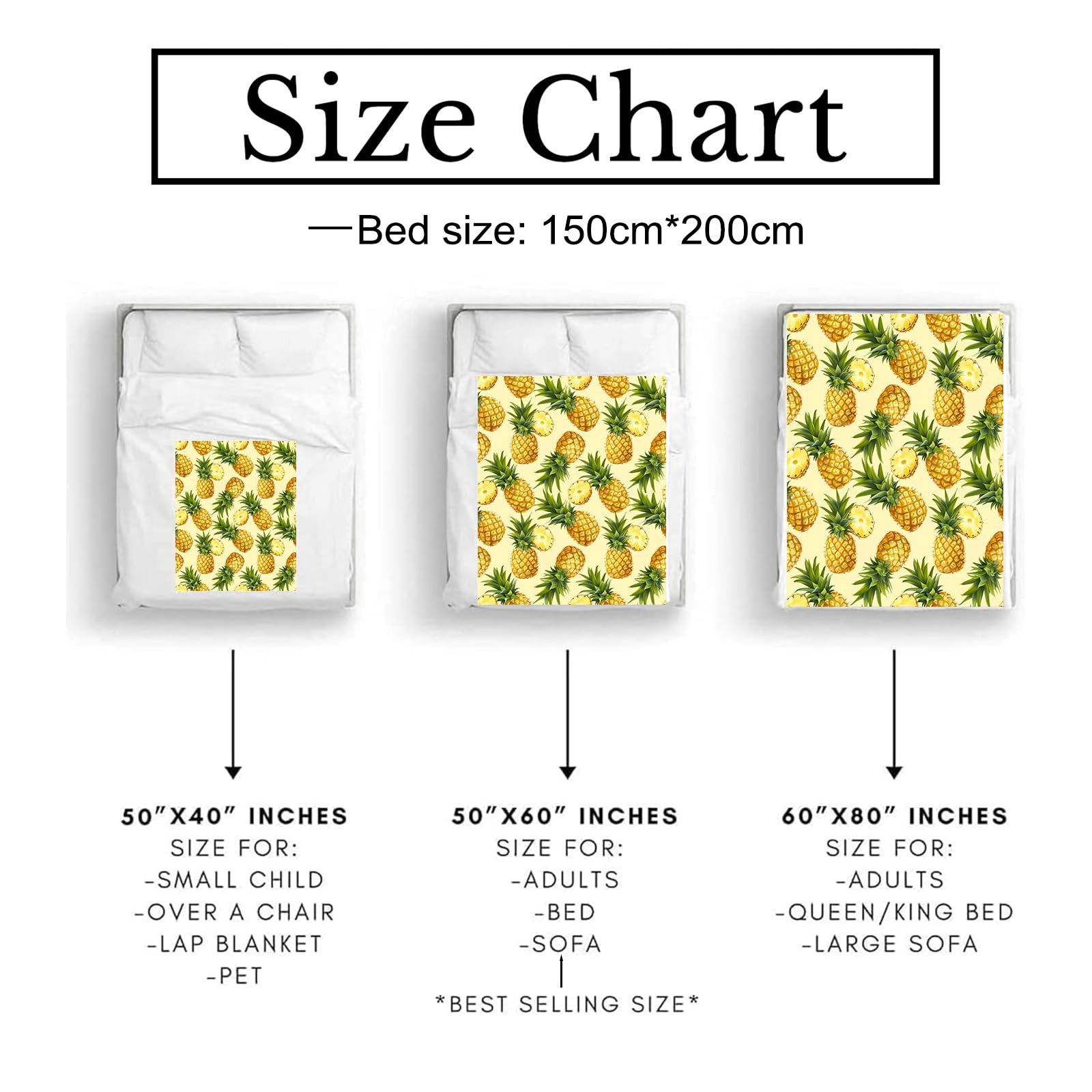 Bidesk Fresh Pineapple Blanket - Ultra Soft & Cozy 60x50 Inch, Pineapple03 gallery