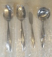 Customcraft Stainless CUS5 Floral Textured 4 Misc Serving Pieces New Old Stock
