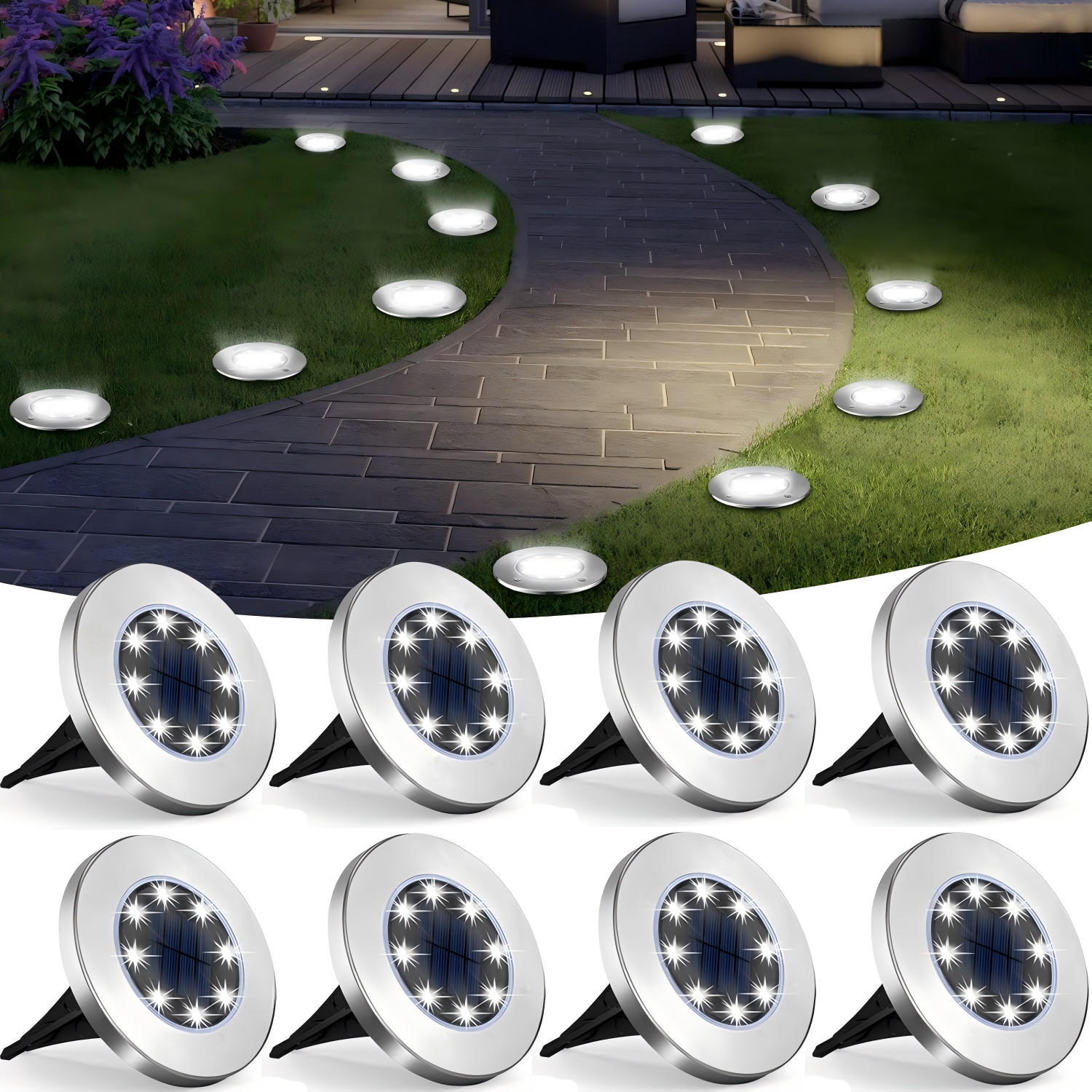 8-12x Solar InGround Lights Outdoor Waterproof Landscape LED Lights Pathway Yard gallery