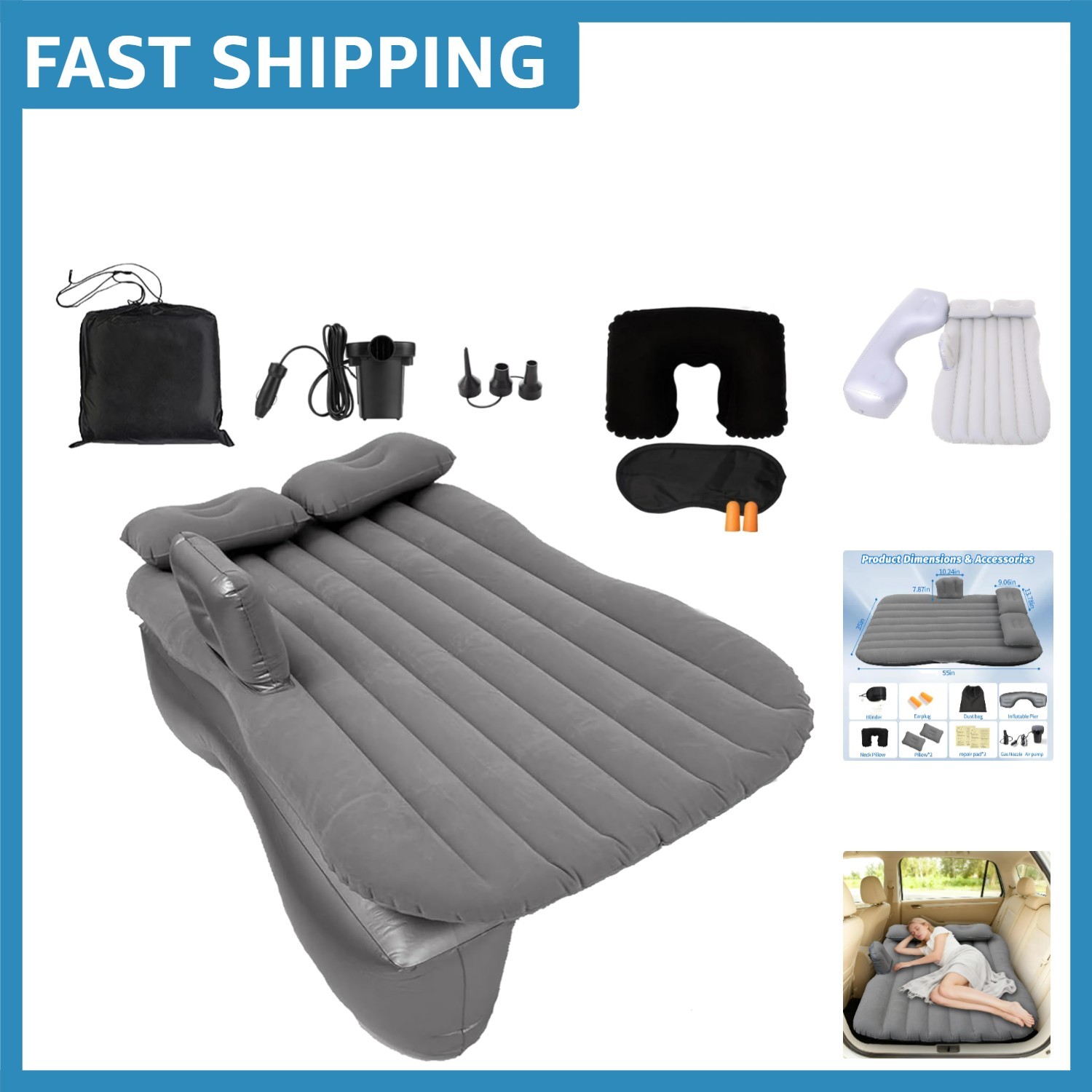 Comfortable Inflatable Car Air Mattress—Back Seat Bed for SUVs, Easy Setup gallery